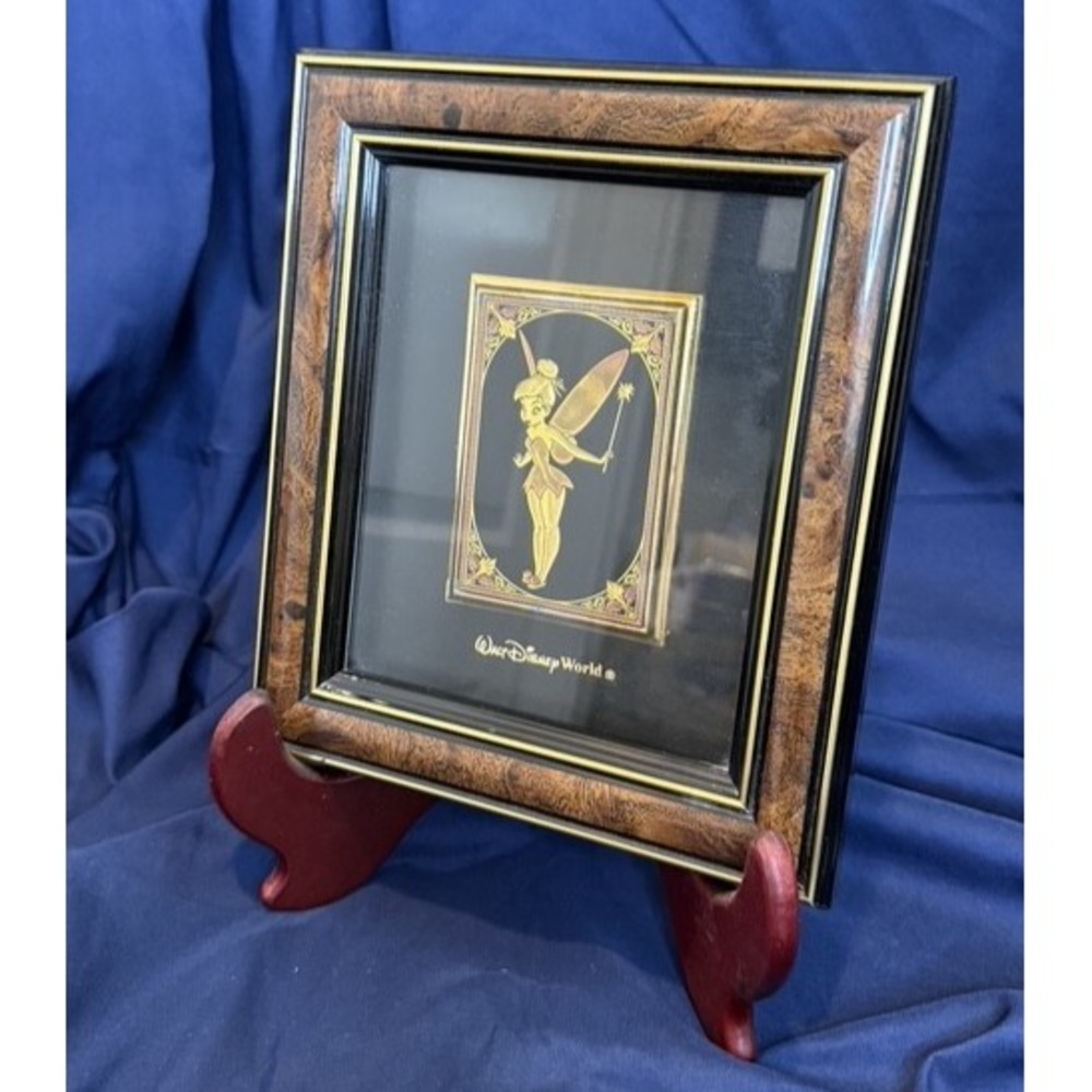 Rare Tinker Bell Anframa Walt Disney World Gold Framed Damascene